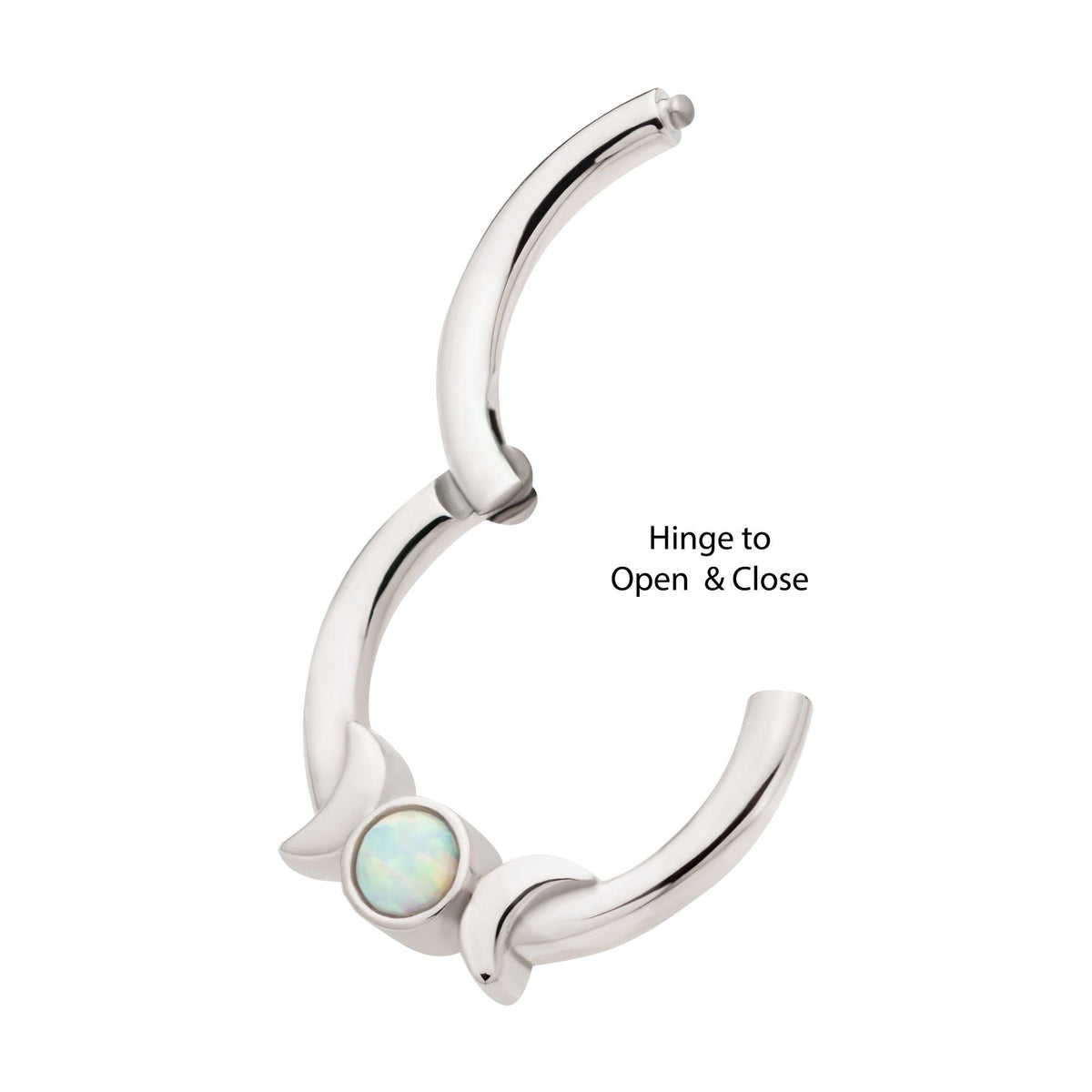 SEAMLESS CLICKER Triple Moon Phase 2.5mm Bezel Set White Opal Front Facing Hinged Segment Clicker sgrhj101wo-61 -Rebel Bod-RebelBod
