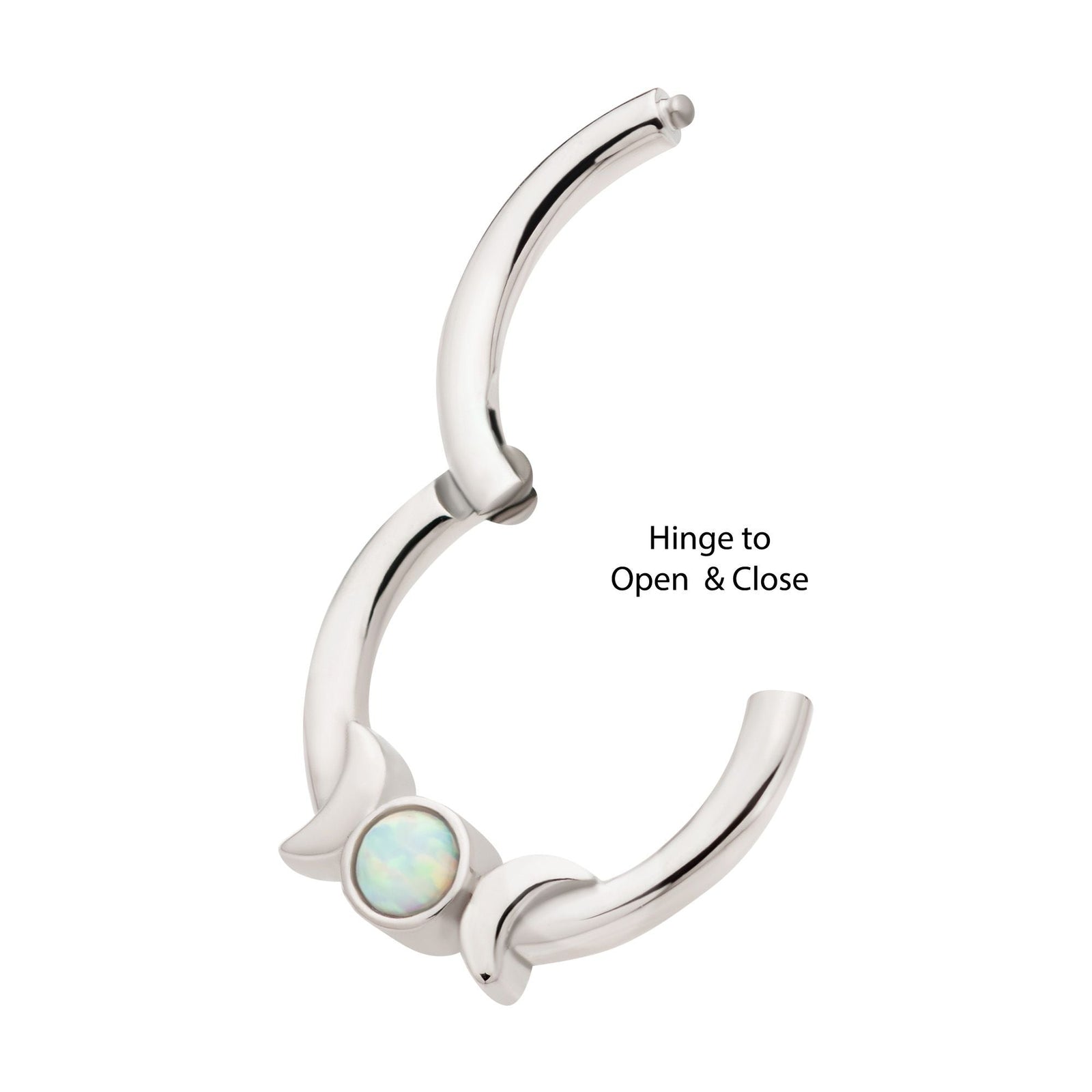 SEAMLESS CLICKER Triple Moon Phase 2.5mm Bezel Set White Opal Front Facing Hinged Segment Clicker sgrhj101wo-61 -Rebel Bod-RebelBod