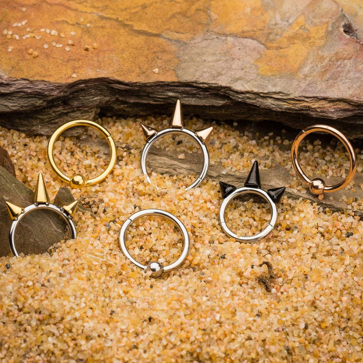 Clicker - Cartilage | Septum Triple Spike Hinged Segment Clicker - 1 Piece -Rebel Bod-RebelBod