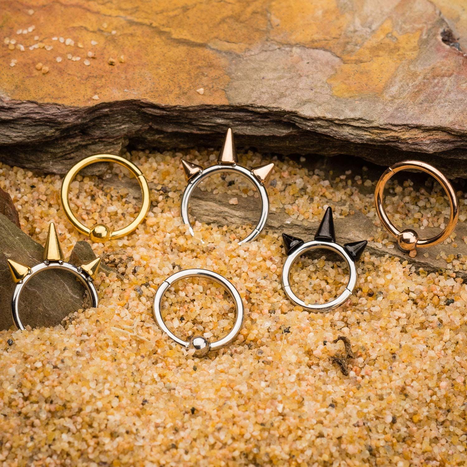 Clicker - Cartilage | Septum Triple Spike Hinged Segment Clicker - 1 Piece -Rebel Bod-RebelBod