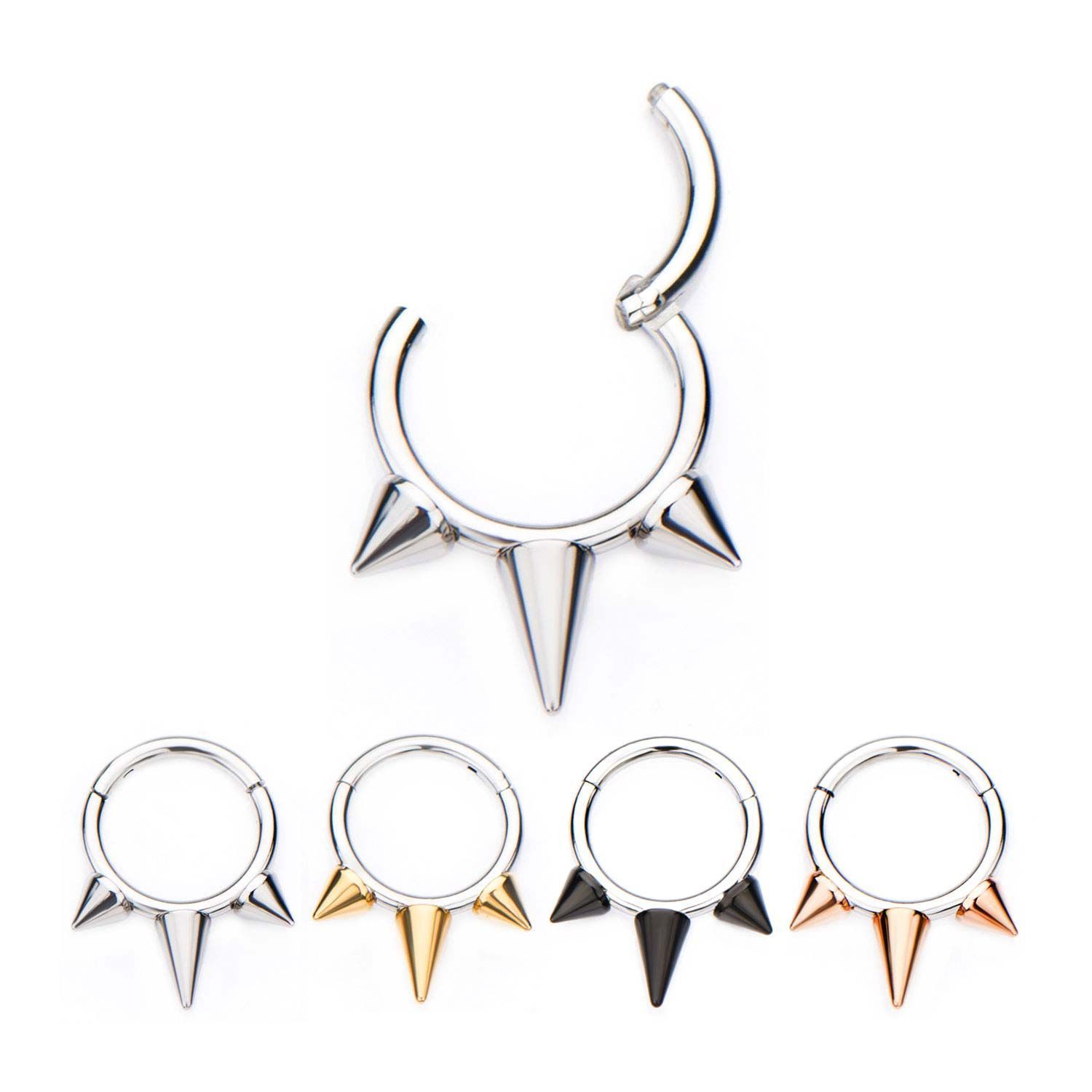 Clicker - Cartilage | Septum Triple Spike Hinged Segment Clicker - 1 Piece -Rebel Bod-RebelBod