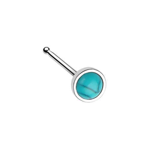 Nose Ring - Nose Studs Turquoise Bezel Set Synthetic Turquoise Stone Nose Stud Ring -Rebel Bod-RebelBod