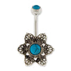 Turquoise Flower Belly Ring - 1 Piece