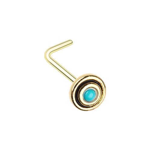 Turquoise Golden African Tribal L-Shape Nose Ring