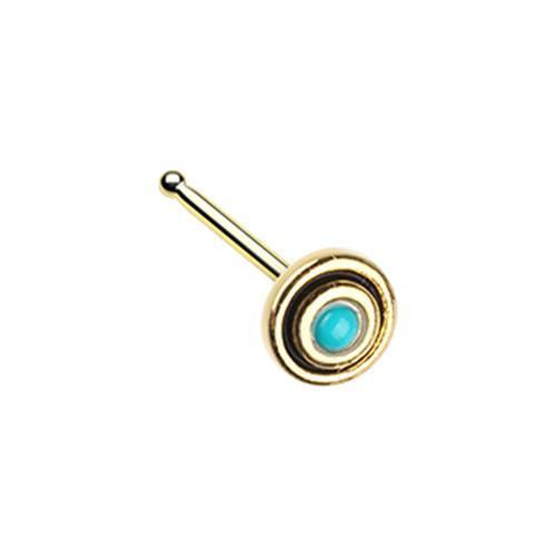 Turquoise Golden African Tribal Nose Stud Ring