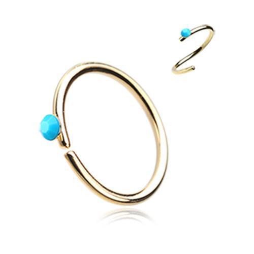 Turquoise Golden Turquoise Bead Top Bendable Nose Hoop