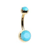 Turquoise Golden Turquoise Double Ball Inlay Belly Button Ring