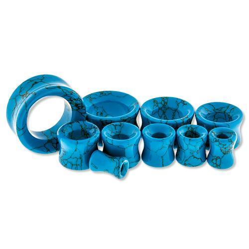 Turquoise Howlite Stone Double Flare Tunnel Pair - 1 Pair