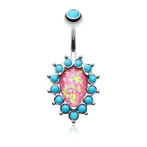 Turquoise/Pink Opulent Opal Turquoise Belly Button Ring