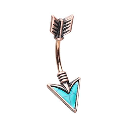 Turquoise Rose Gold Follow Your Own Arrow Belly Button Ring