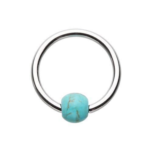 Turquoise Synthetic Turquoise Bead Captive Ring