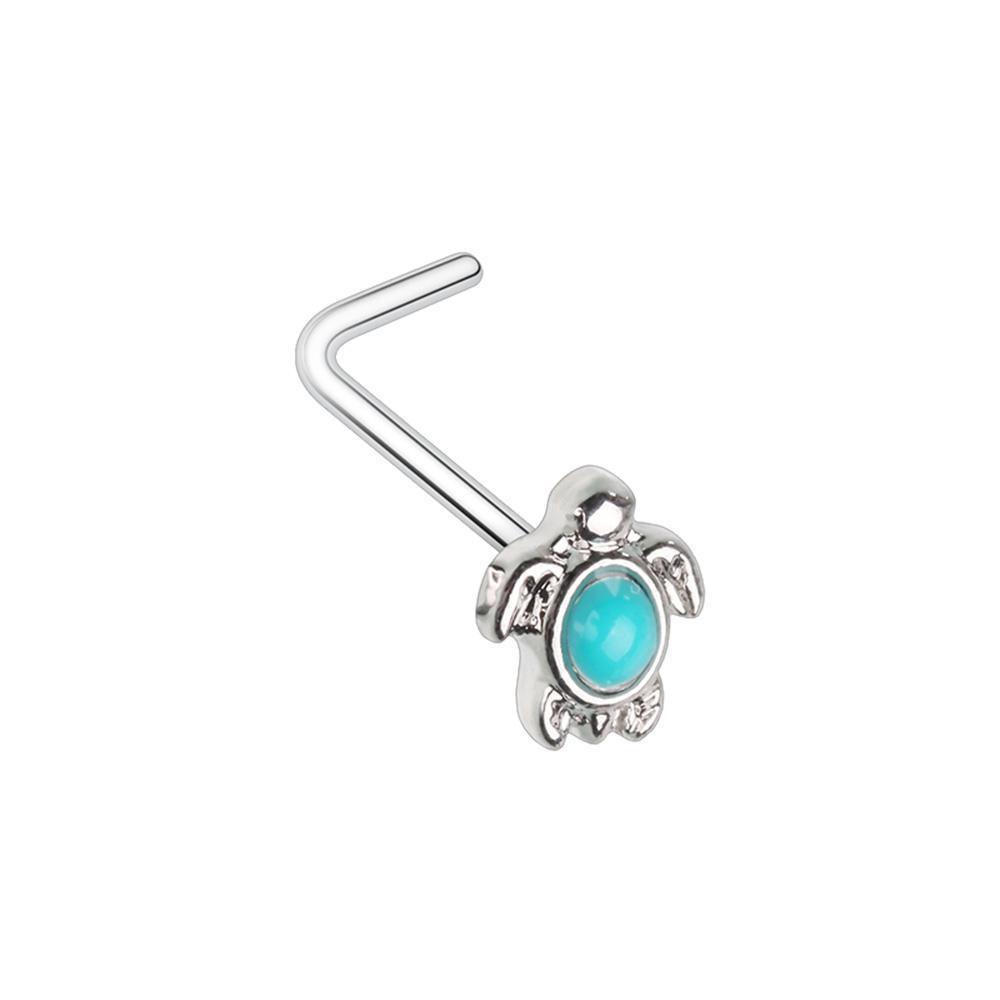 Nose Ring - L-Shaped Nose Ring Turquoise Turquoise Sea Turtle L-Shape Nose Ring -Rebel Bod-RebelBod