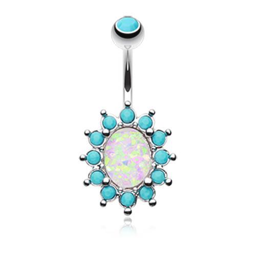 Turquoise/White Elegant Opal Turquoise Belly Button Ring