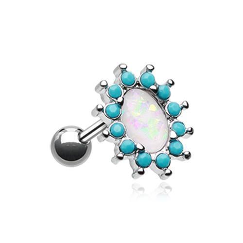 Turquoise/White Elegant Opal Turquoise Tragus Cartilage Barbell Earring - 1 Piece