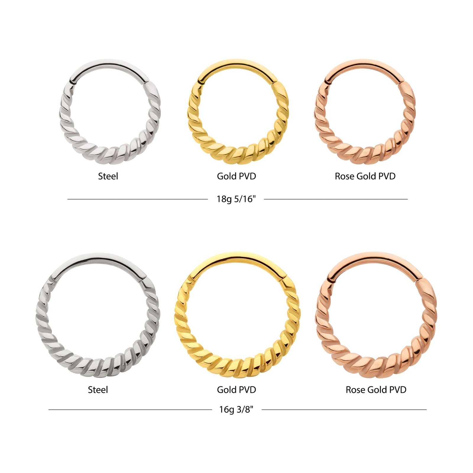 SEAMLESS CLICKER Twisted Hoop Hinged Segment Clicker sgrhr811 -Rebel Bod-RebelBod