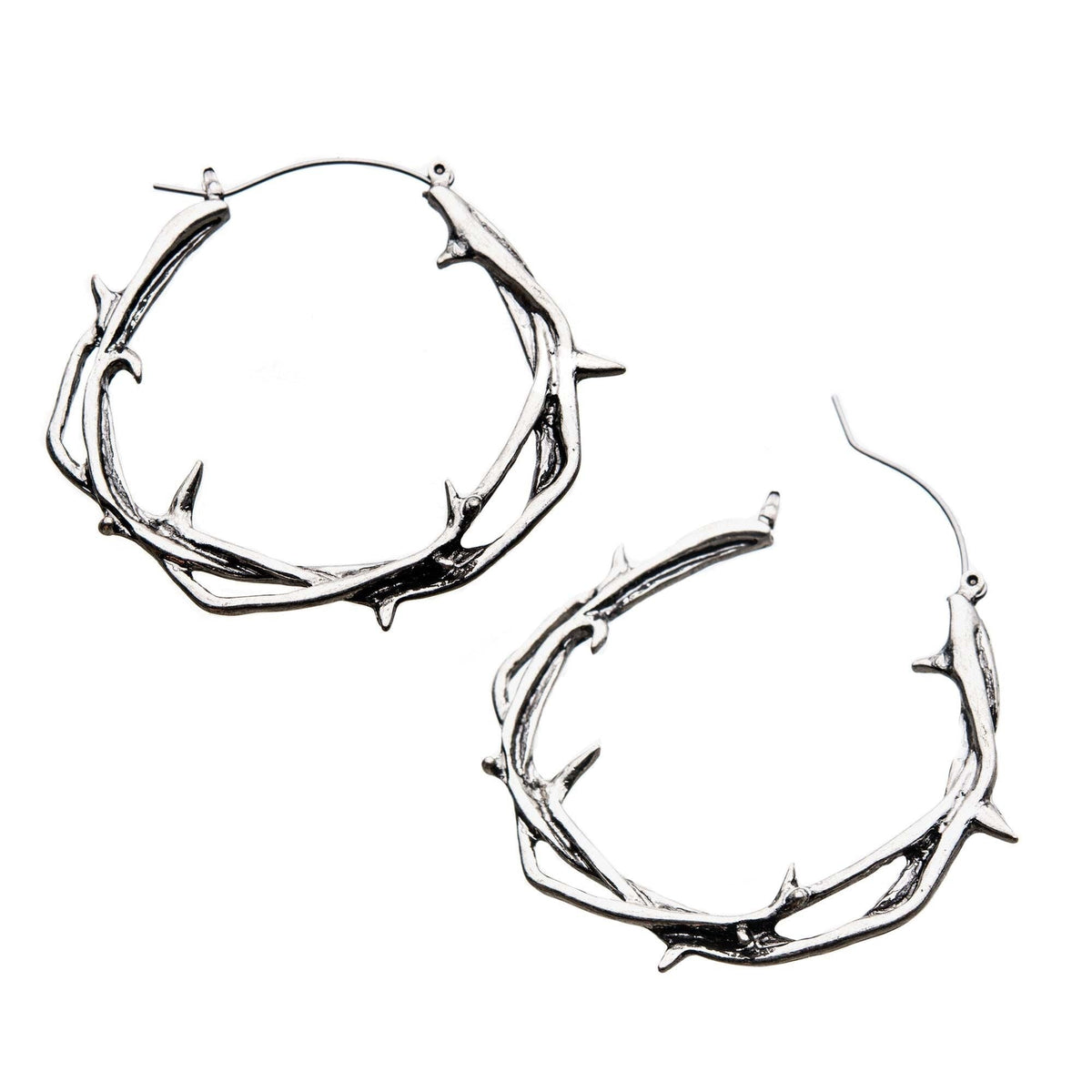 Tapers - Hanging Twisted Thorn Hoop Earrings -Rebel Bod-RebelBod