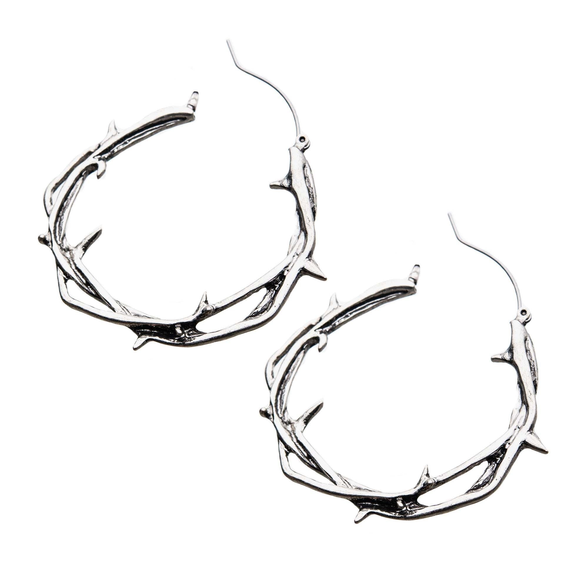 Tapers - Hanging Twisted Thorn Hoop Earrings -Rebel Bod-RebelBod