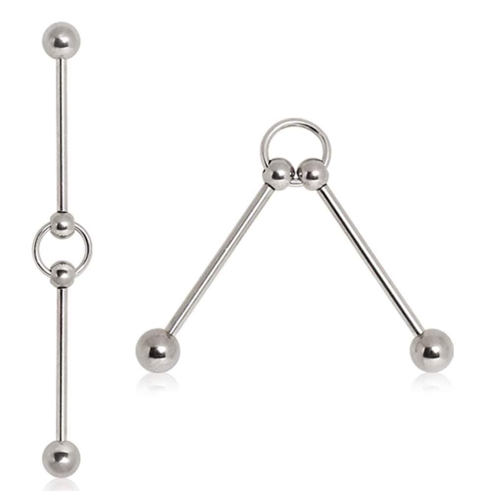 Two Industrial Barbells Connected Ring - 1 Piece