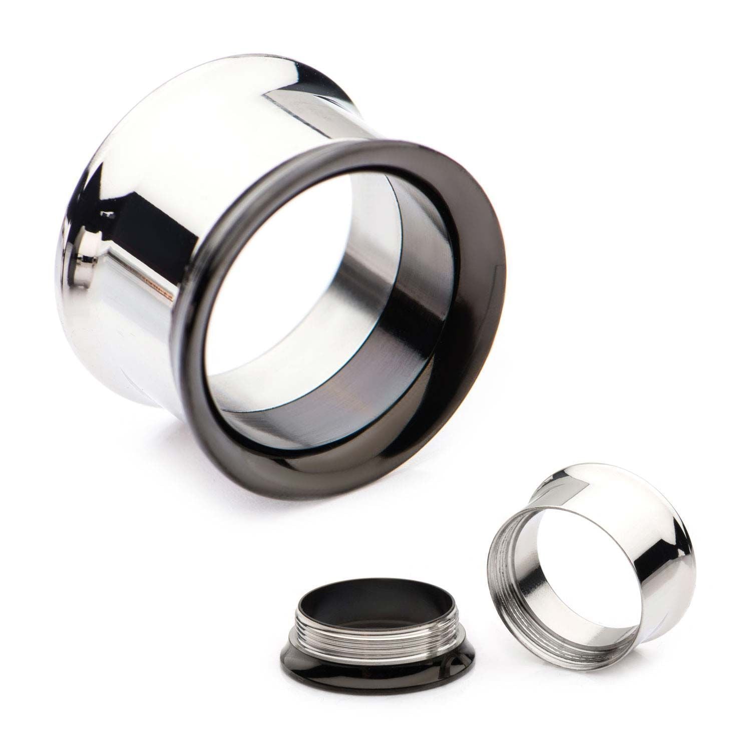 Two-Tone Screw Fit Double Flared Ear Gauge Tunnel Plugs - 1 Pair