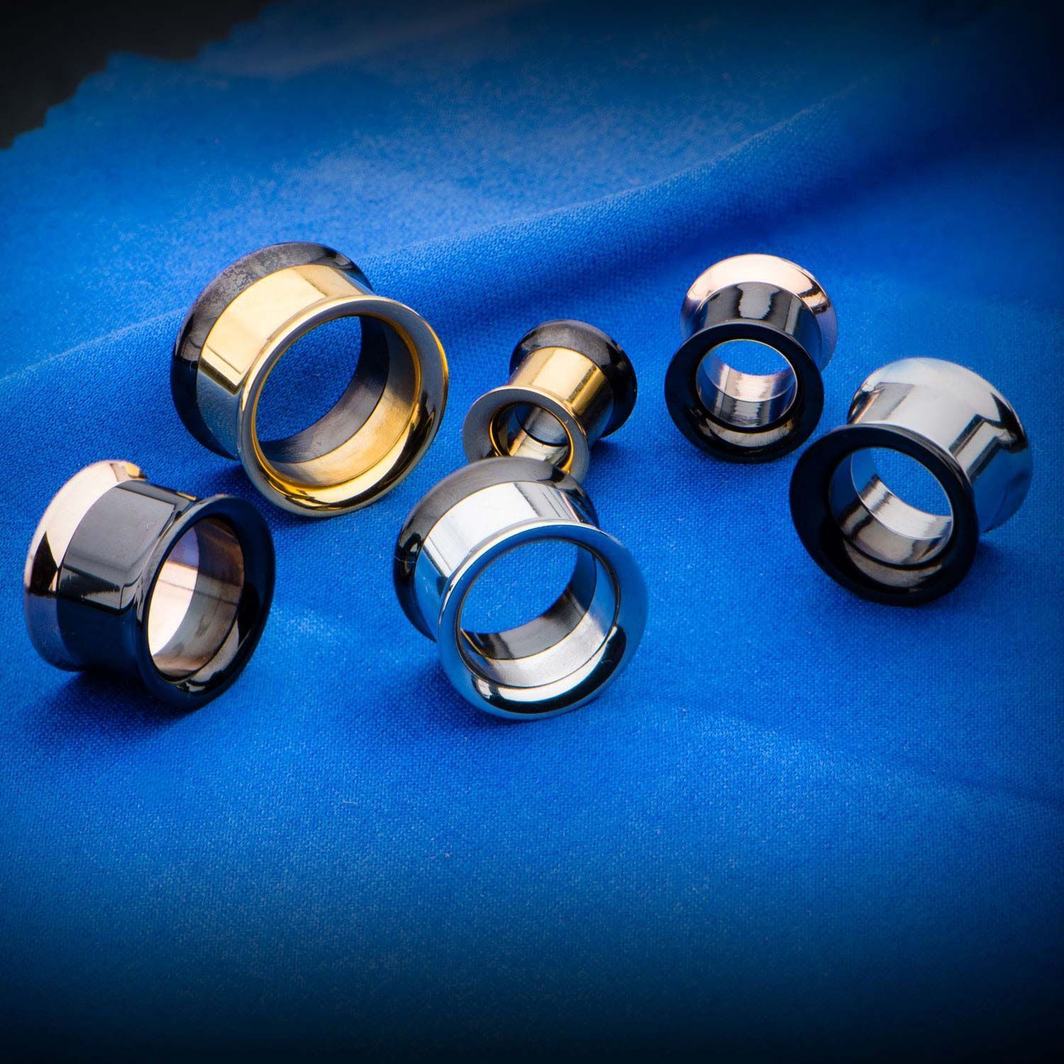 Two-Tone Screw Fit Double Flared Ear Gauge Tunnel Plugs - 1 Pair