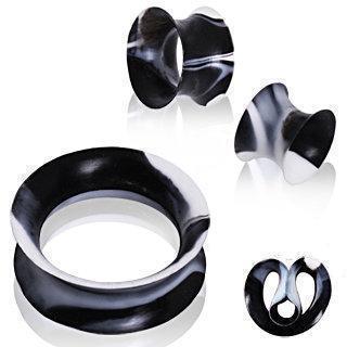 Plugs Earrings - Double Flare Ultra Thin Earskin Silicone Marble Tunnel Plug - 1 Piece -Rebel Bod-RebelBod