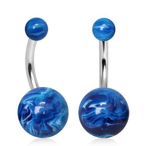 UV Acrylic Blue Marble Navel Ring