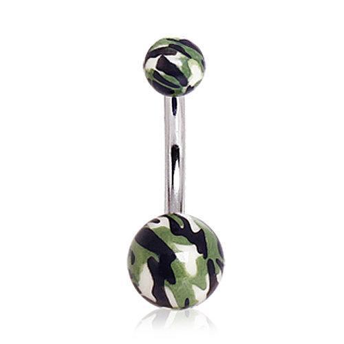 Belly Ring - No Dangle UV Acrylic Camouflage Navel Ring -Rebel Bod-RebelBod