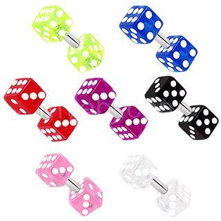 UV Acrylic Dice Cartilage Barbell Earring - 1 Piece