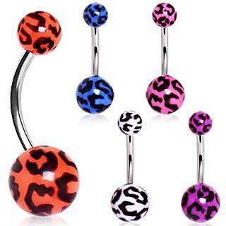 UV Acrylic Leopard Print Navel Ring