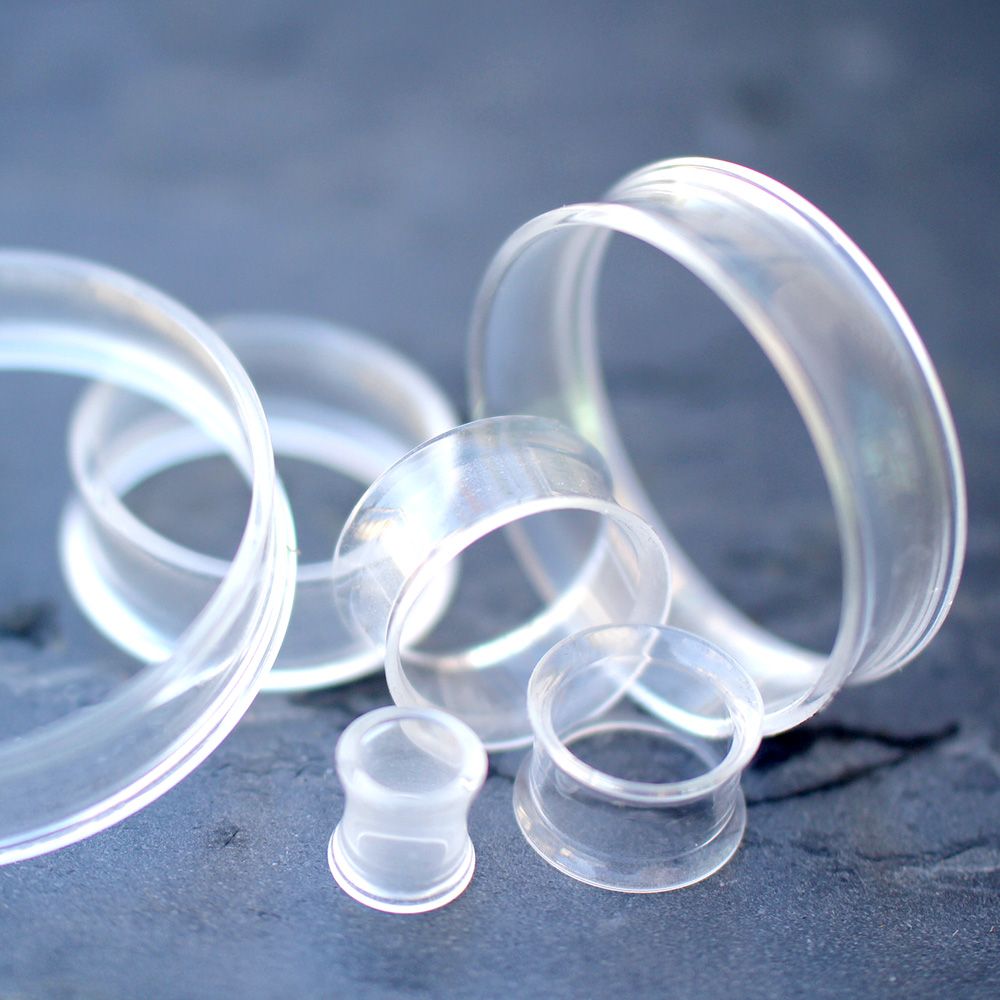 Tunnels - Double Flare UV Acrylic Thin-Walled Clear Tunnel Plug - 1 Piece -Rebel Bod-RebelBod