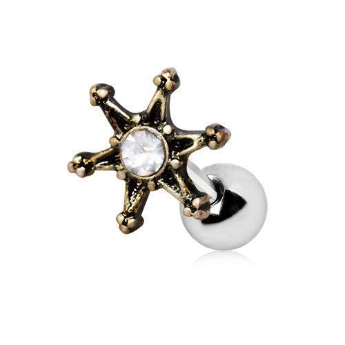 Vintage Gold Plated Star Cartilage Barbell Earring - 1 Piece