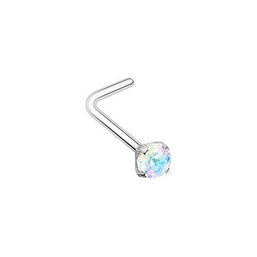 Vitrail Light Prong Set Iridescent Gem Top L-Shaped Nose Ring