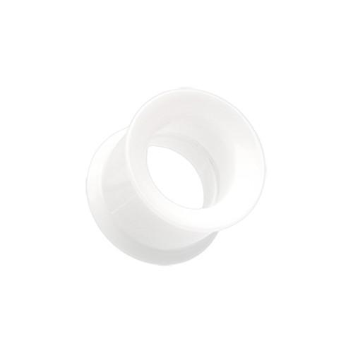 White Acrylic Screw-Fit Double Flared Ear Gauge Tunnel Plug - 1 Pair