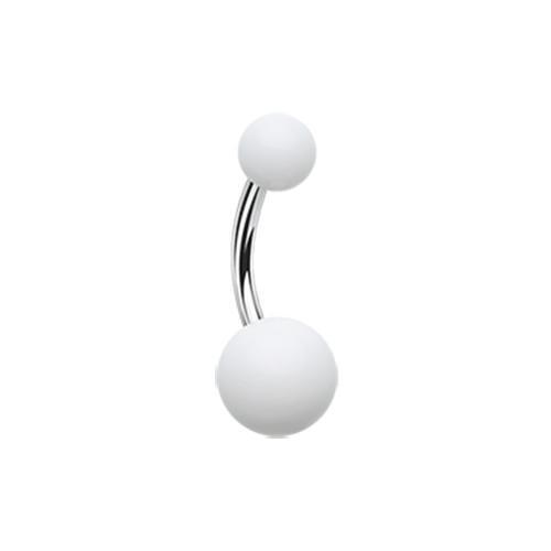 Belly Ring - No Dangle White Basic Acrylic Ball Belly Button Ring -Rebel Bod-RebelBod
