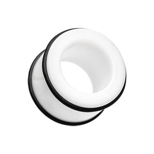 White Acrylic No Flare Ear Gauge Tunnel Plug - 1 Pair