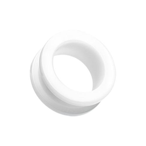 White Acrylic Screw-Fit Ear Gauge Tunnel Plug - 1 Pair