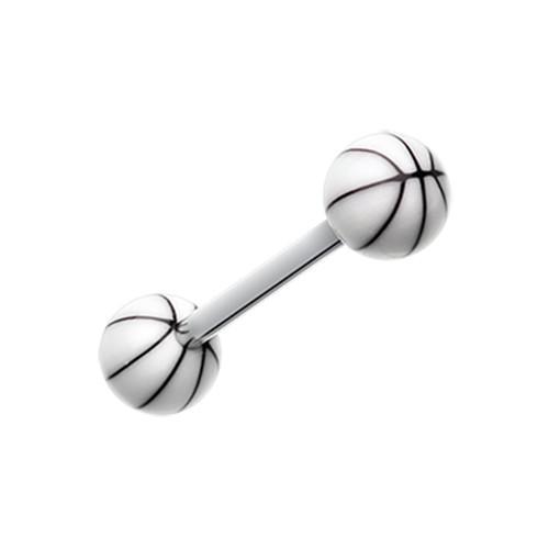 White Basketball Acrylic Top Barbell Tongue Ring