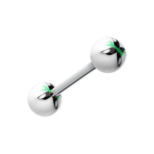 White/Black Butterfly Acrylic Top Barbell Tongue Ring