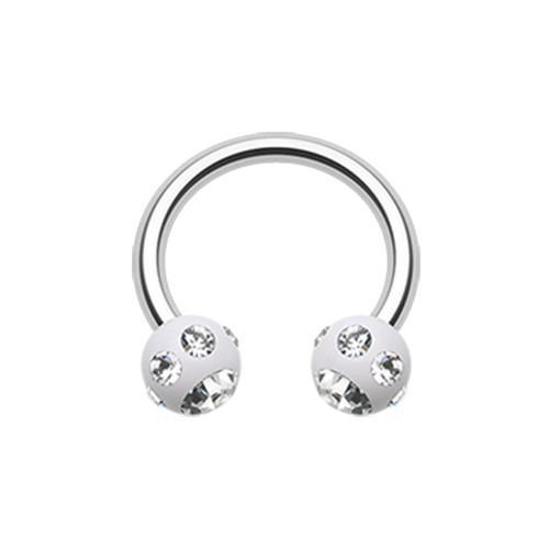 White/Clear Aurora Gem Ball Acrylic Horseshoe Circular Barbell