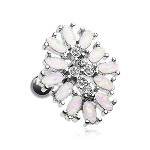 White/Clear Opal Gliia Delight Flower Tragus Cartilage Barbell Earring - 1 Piece
