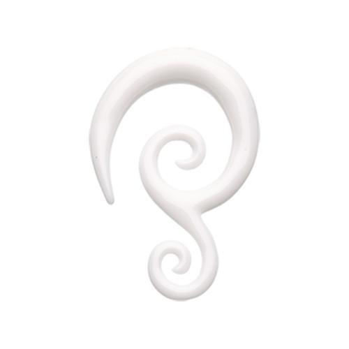 White Double Tribal Spiral Acrylic Ear Gauge Spiral Hanging Taper - 1 Pair