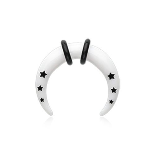 White Falling Stars Pincher Acrylic Ear Gauge Buffalo Taper - 1 Pair
