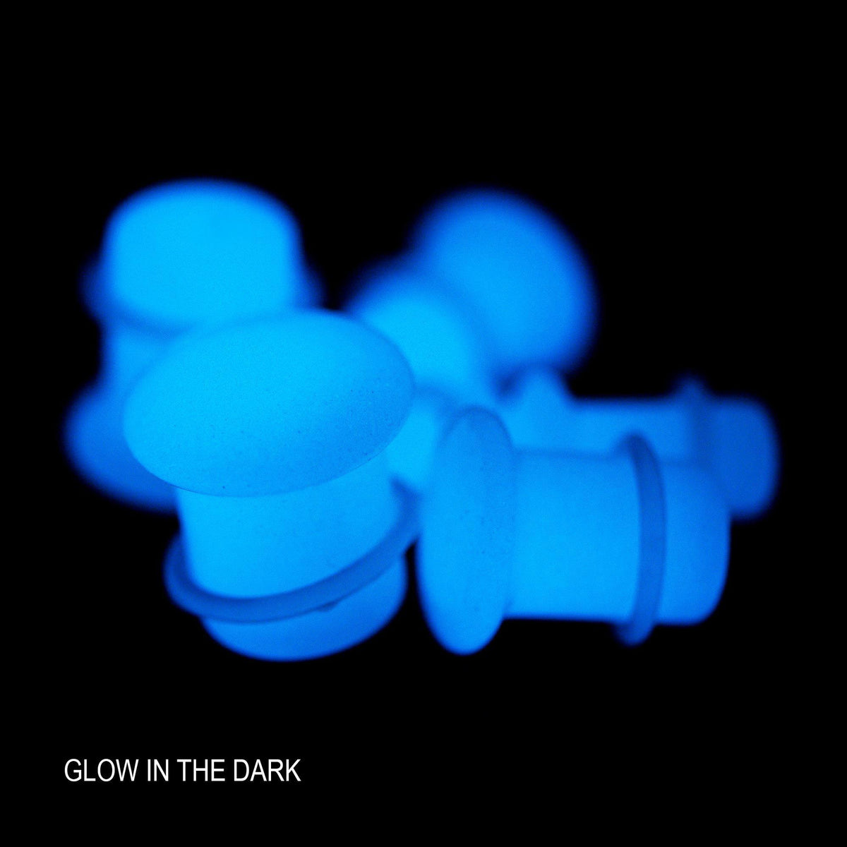 White Glow in the Dark Single Flare Glass Plugs - 1 Pair