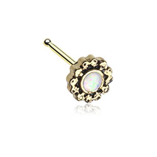 Piercing Ring 16G Hinged Clicker Hoop 14Kt. Gold Lined White Opal Nose –  BodyJ4you