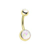 White Golden Opal Glitter Shower Belly Button Ring