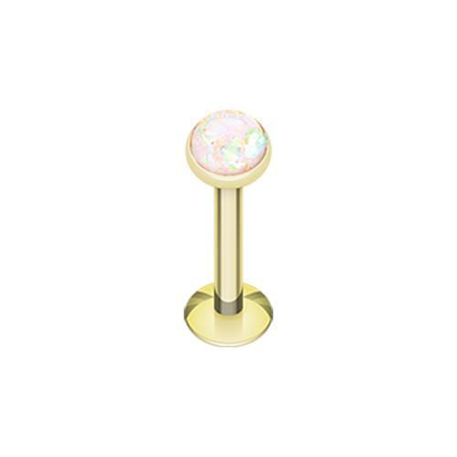 White Golden Opal Glitter Shower Dome Labret