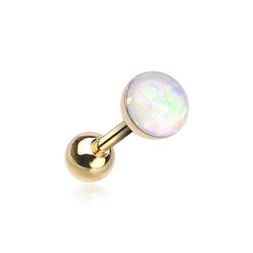 White Golden Opal Sparkle Tragus Cartilage Barbell Earring - 1 Piece