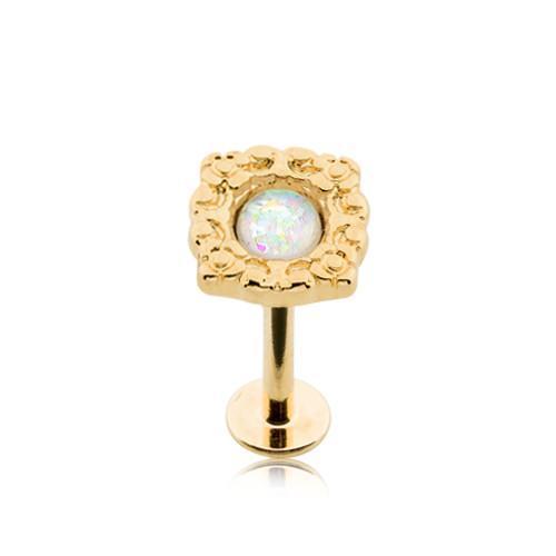 White Golden Ornate Glitter Opal Top Labret