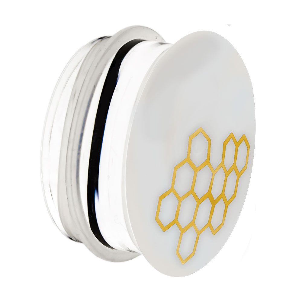 Plugs Earrings - Double Flare White Honeycomb Glass Plugs - 1 Pair -Rebel Bod-RebelBod