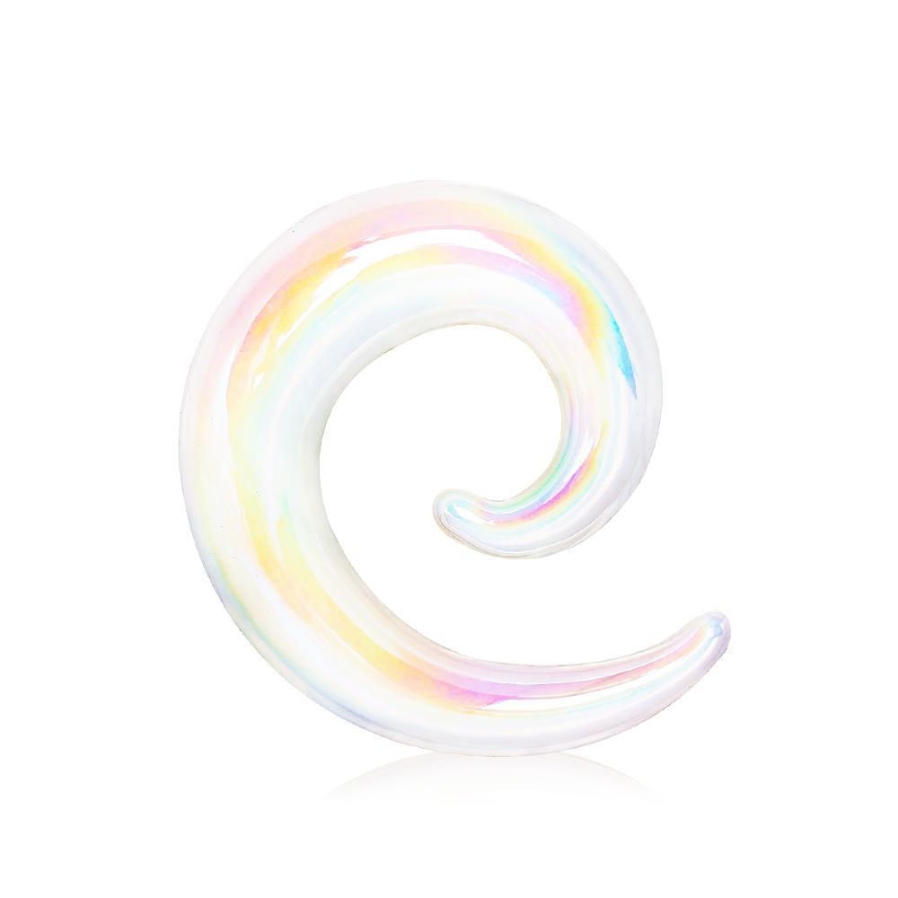 White Iridescent Glass Spiral Taper - 1 Piece